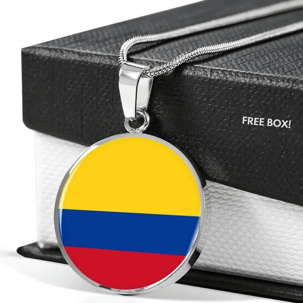 Colombia Flag Necklace Stainless Steel or 18k Gold 18-22