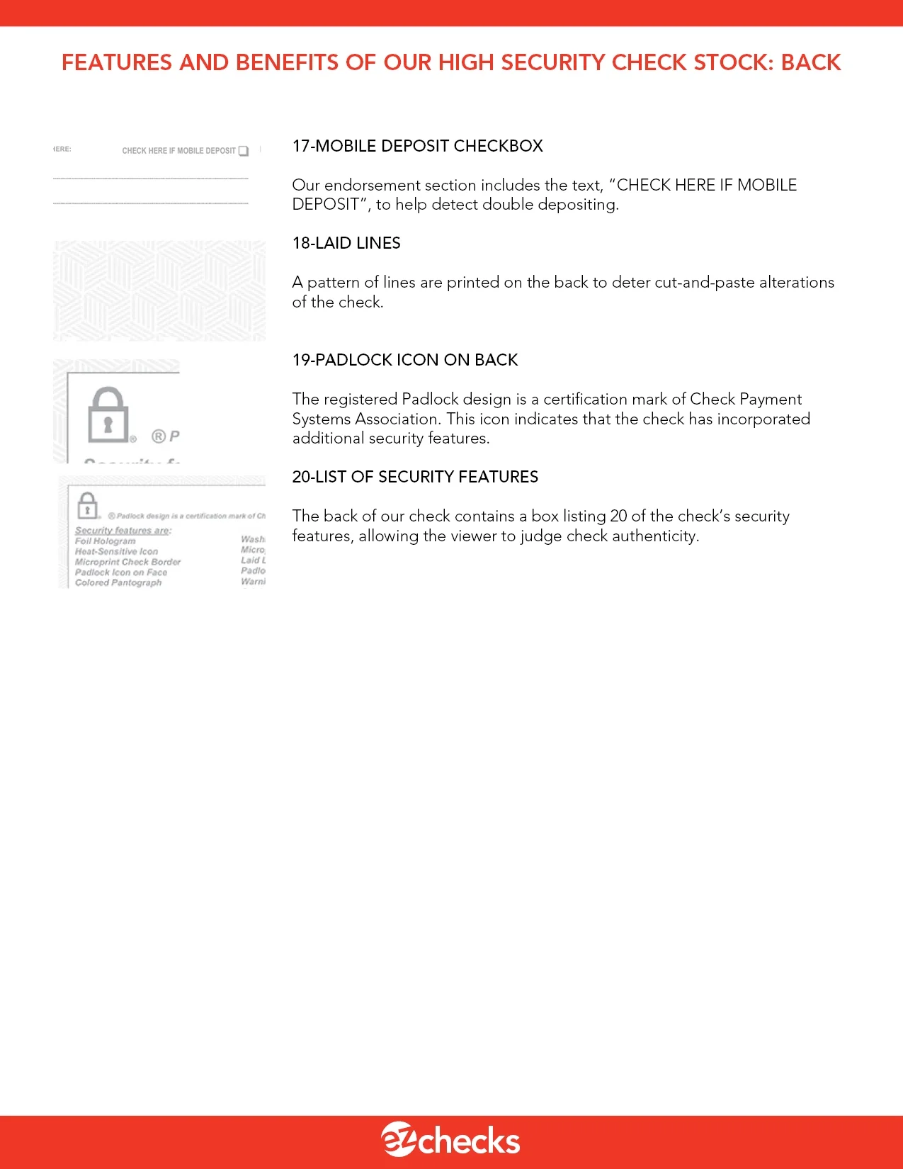 EZ Checks Blank Hologram High Security Business Checks | Check at Bottom (Blue/Maroon) | 500 Sheets