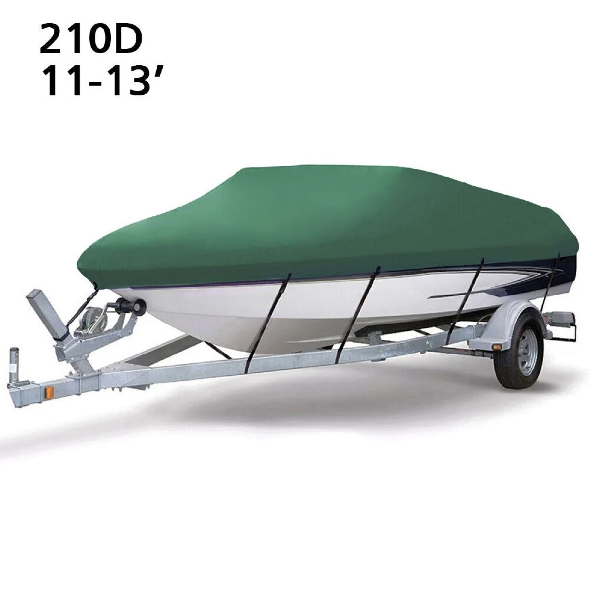WSYW Waterproof Heavy Duty Boat Cover Fits V-Hull Tri-Hull Fishing Boat 11ft-13ft Green