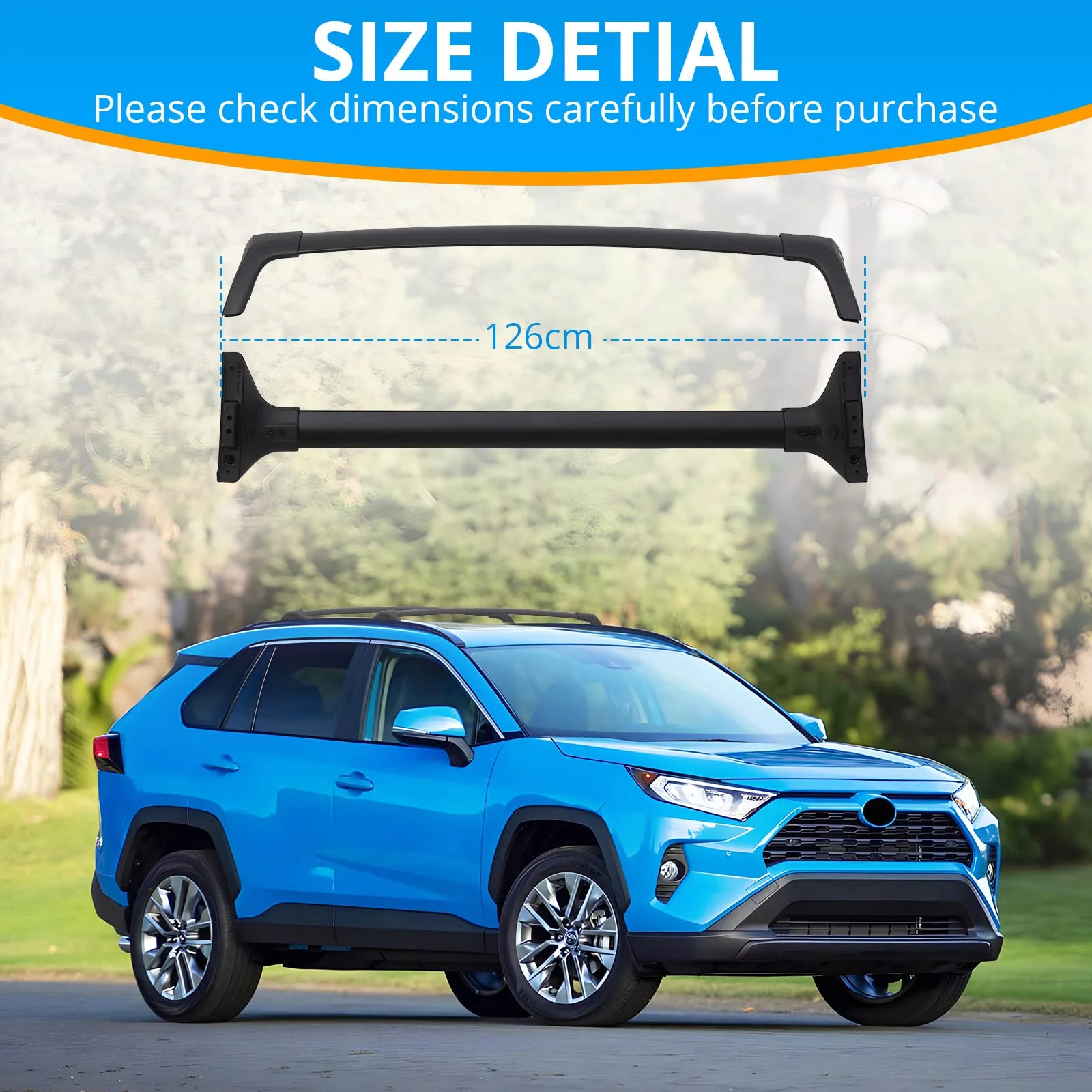 Roof Rack Cross Bar Fit for 2019-2023 Toyota RAV4, Heavy Duty Steel Main Body RAV4 Cross Bars for Rooftop Cargo Carrier Bag Basket Kayak Canoe Bike Snowboard