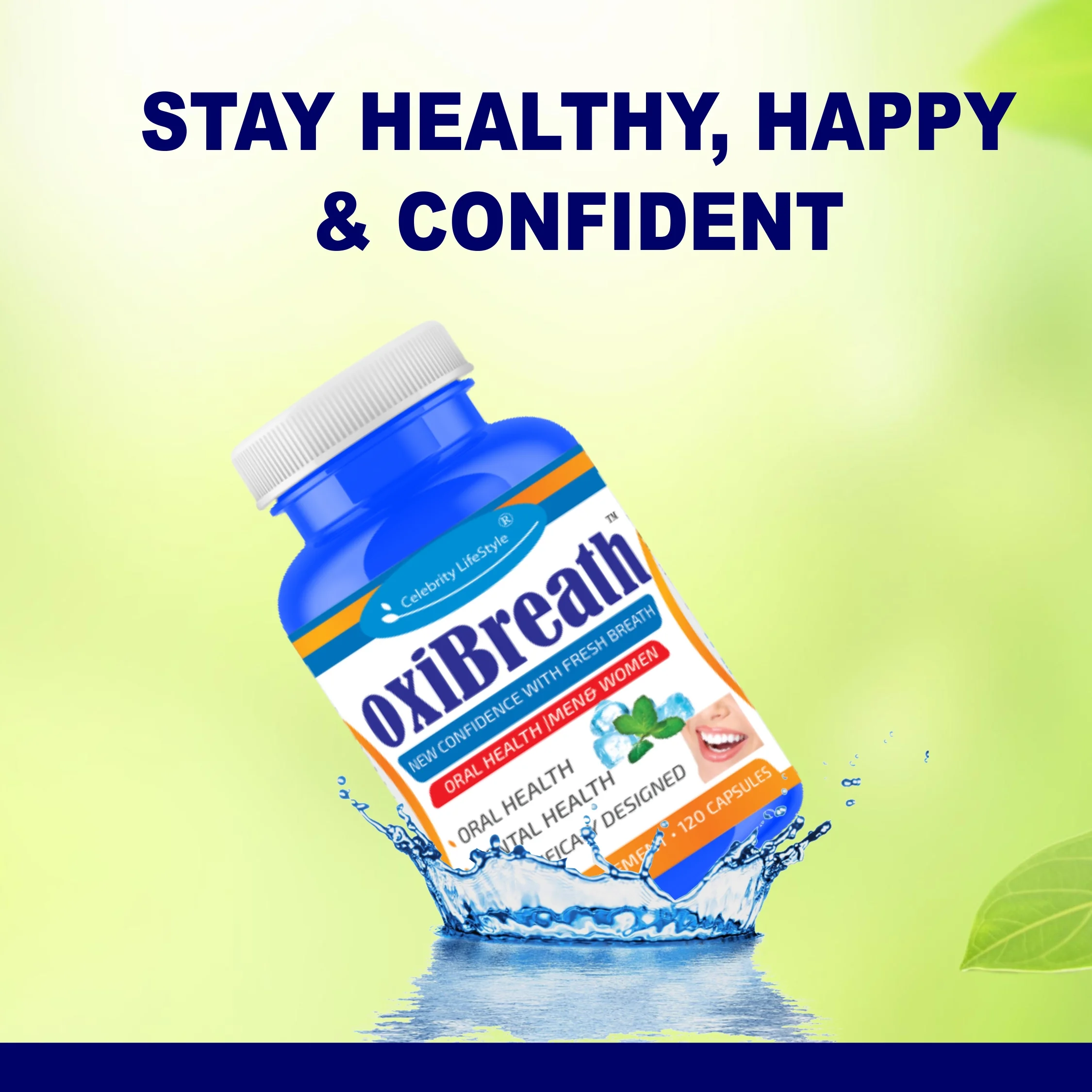 Oxi Breath- Breath Freshener Capsules (120ct), Fresh Breath from the Inside Out, Soothes Stomach-60 Day Supply