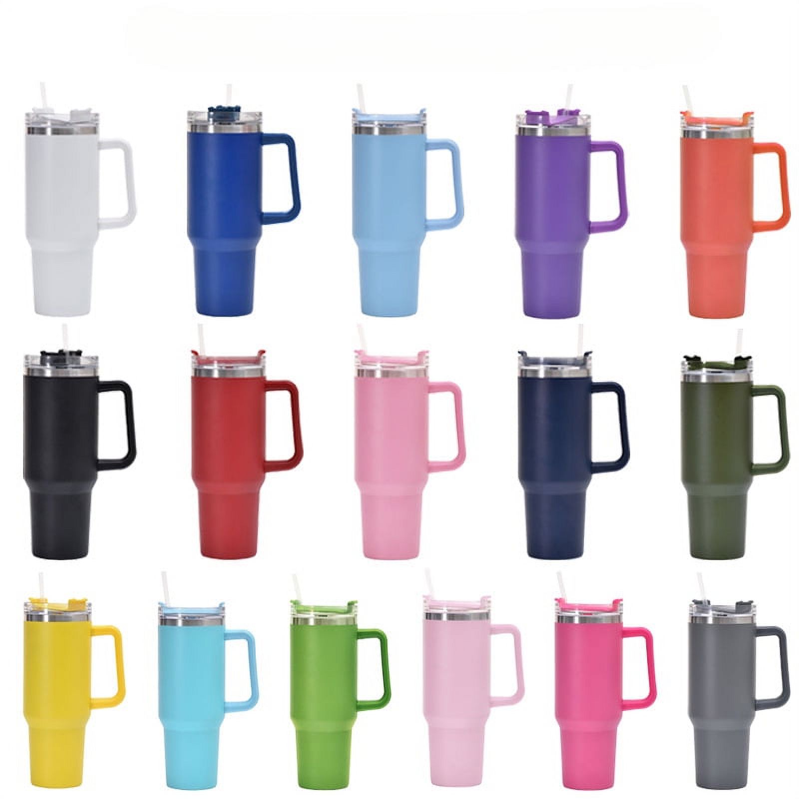 40 oz Tumbler with Handle and Straw Lid | Insulated Reusable Stainless Steel Water Bottle Travel Mug Iced Coffee Cup | Gifts for Women Men Him Her
