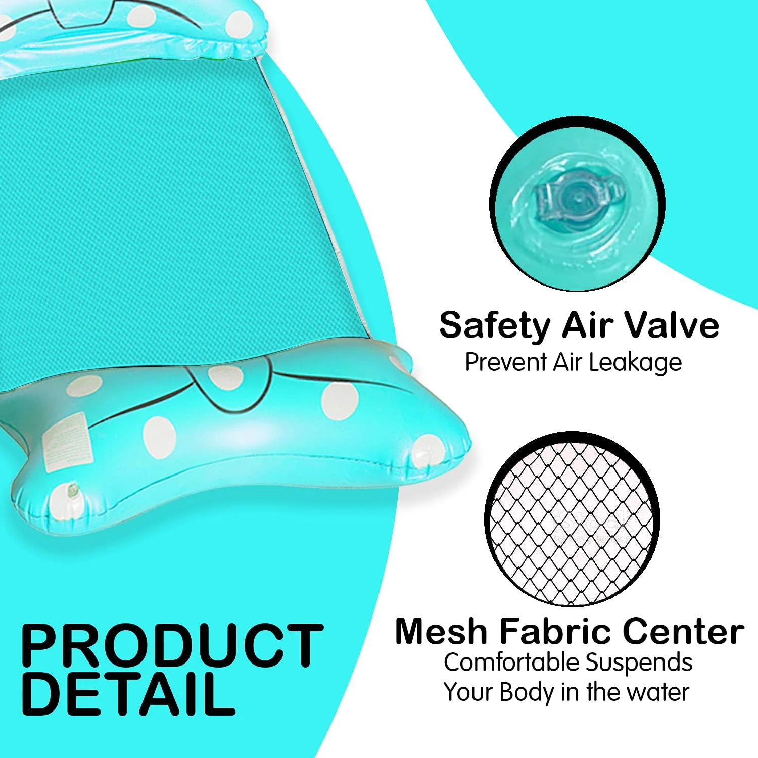 Grace Inflatable Pool Float Hammock Portable Floaties for Adult Child Boys Girls Fun Summer Beach Swimming Pool Water Toys Lounger | Turquoise