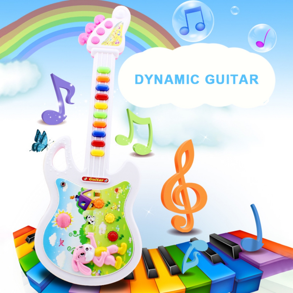 Kids Toy Guitar with Microphone for Bbay Plays Music, Rock, Drum & Electric Sounds Best Toy & Gift for Girls & Boys (1-6)