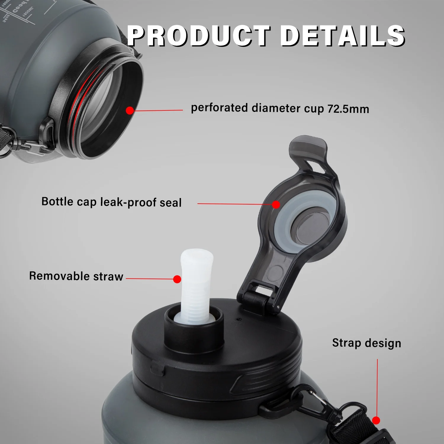 Motivational Water Bottle with Time Marker, 64 oz Water Bottle with Straw Spout and Carrying Handle, Half Gallon 2L Gym Bottle, Achieve All-Day Hydration SpillProof BPA FREE