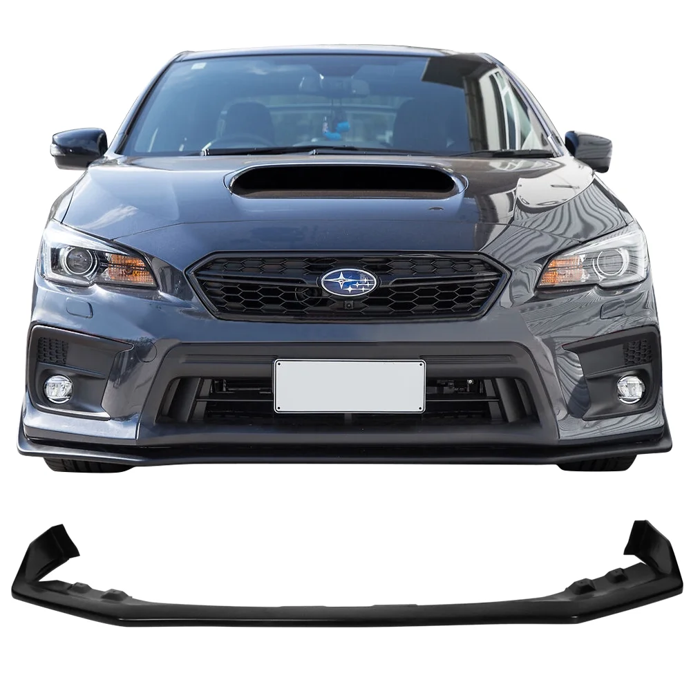 Ikon Motorsports Compatible with 18-21 Subaru WRX STI S207 Style Front Bumper Lip Spoiler - Unpainted PU