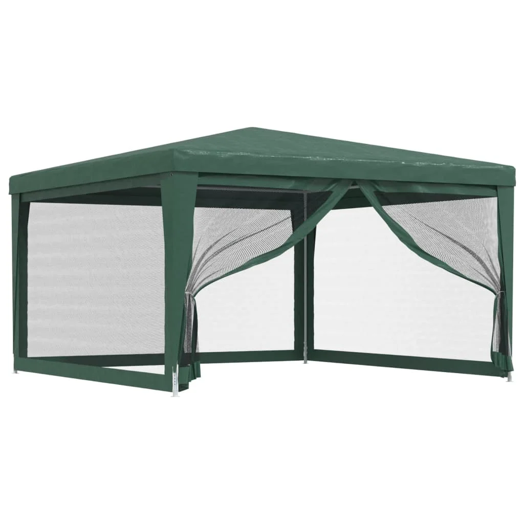 Irfora Party Tent with 4 Mesh Sidewalls Green 13.1'x13.1' HDPE