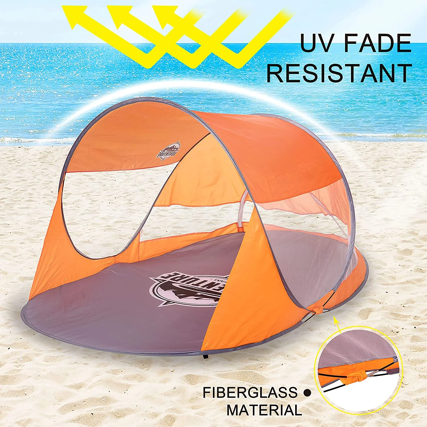 JOYIN Pop Up Beach Tent, 3-4 Person Sun Shade Shelter with UV Protection, Portable Outdoor Instant Cabana Tent with Carry Bag
