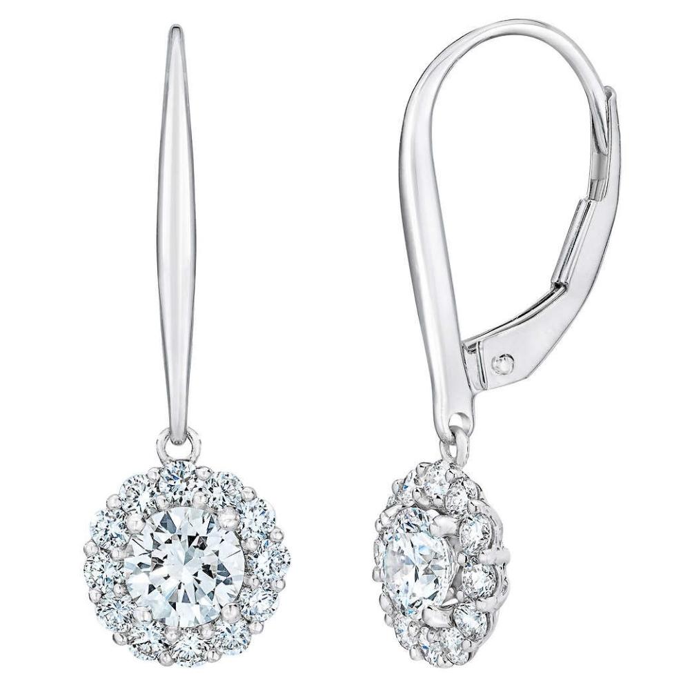 Pompeii3 1Ct TW Diamond Floral Shape Studs Lab Grown Earrings In White Gold