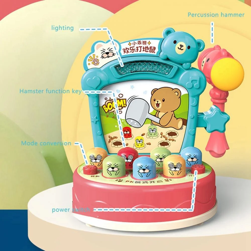 Patgoal Musical Hit Hamster Game Pounding Toys for 3 4 5 6 7 8 Years Old Boys Girls, Whack A Mole Toy as Great Gift for Kids to Practice Fine Motor Skills, 2 Soft Hammers Included