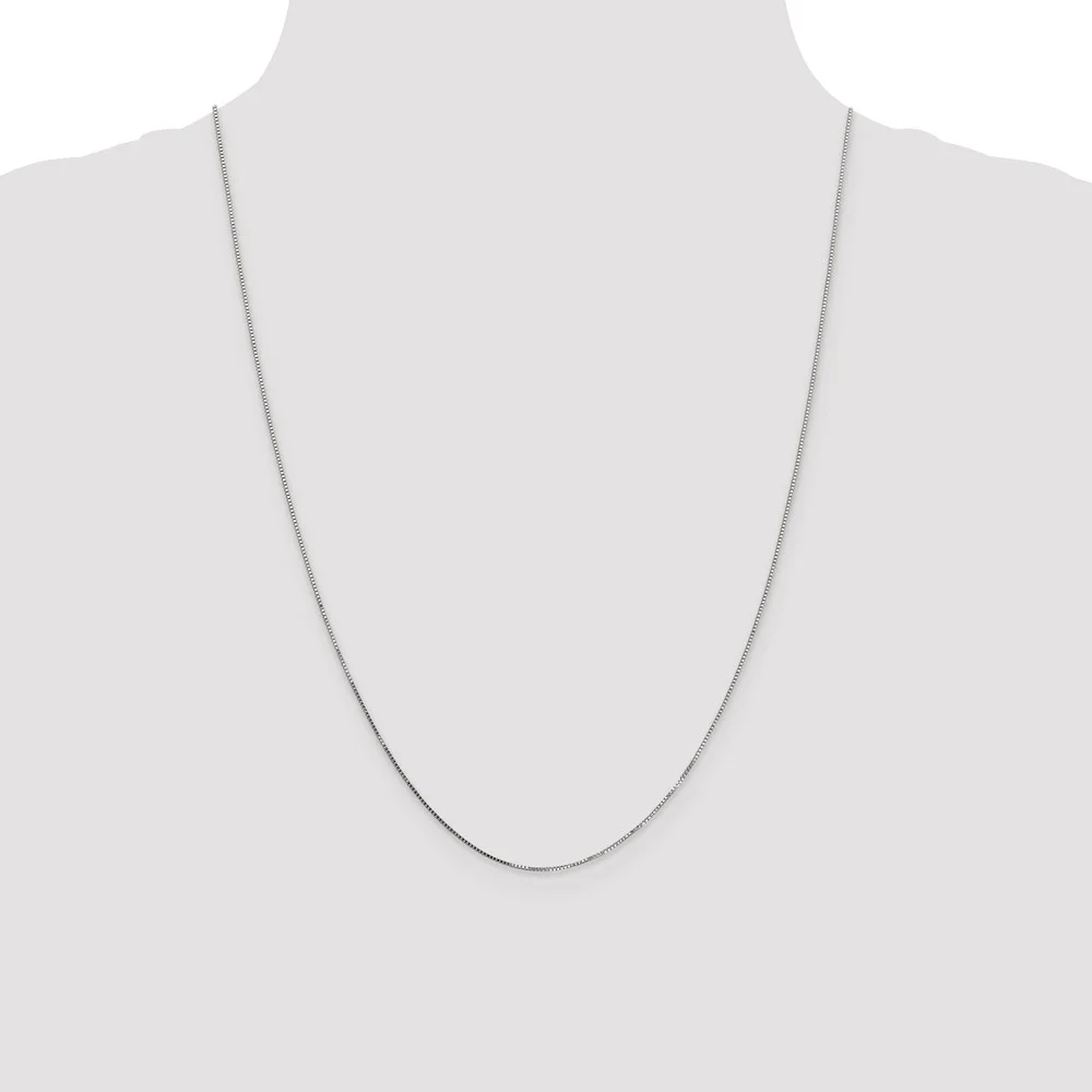 Leslie's Real 10kt White Gold .7mm Box Chain; 24 inch; Lobster Clasp; for Adults and Teens; for Women and Men