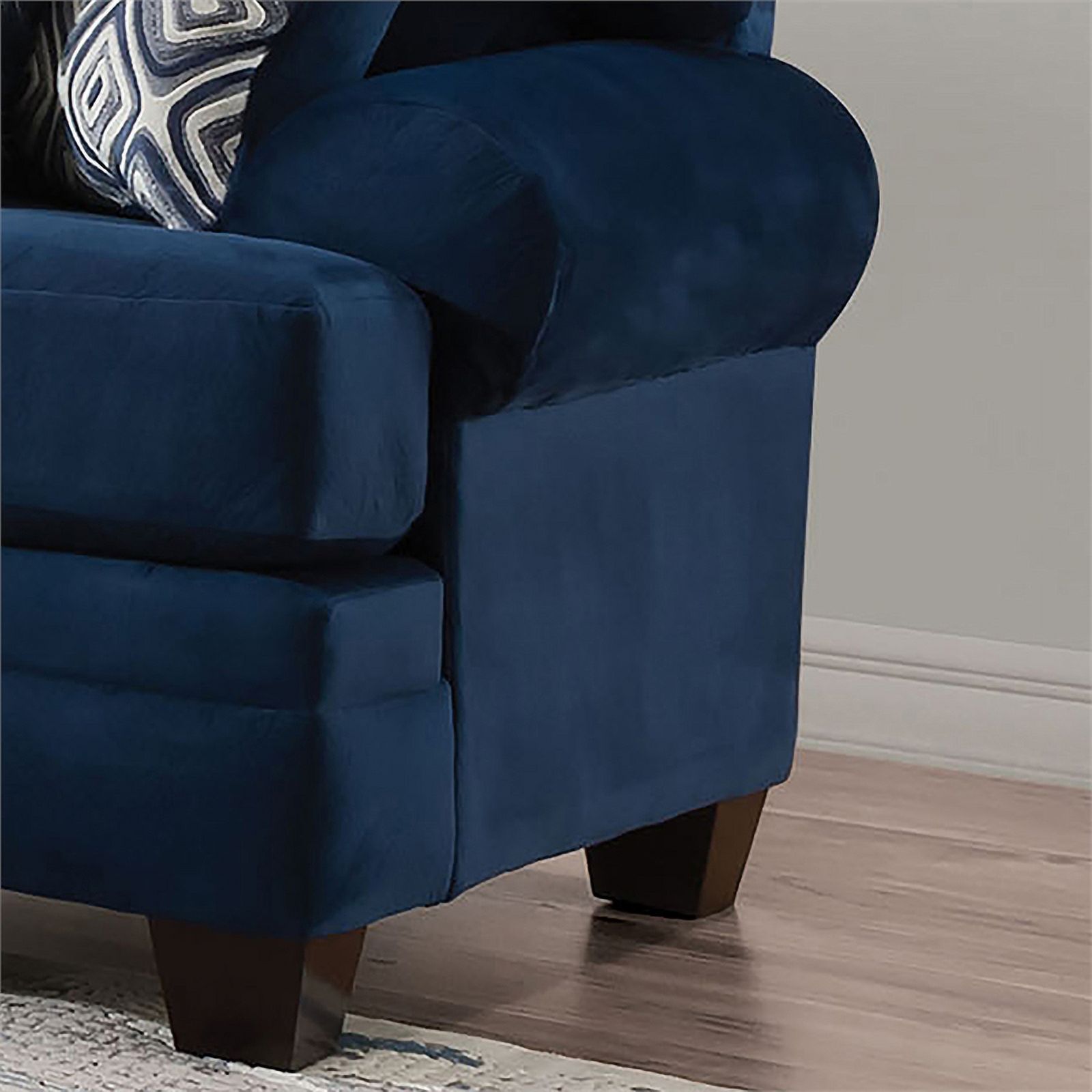 Bowery Hill Contemporary Microfiber Upholstered Loveseat in Navy