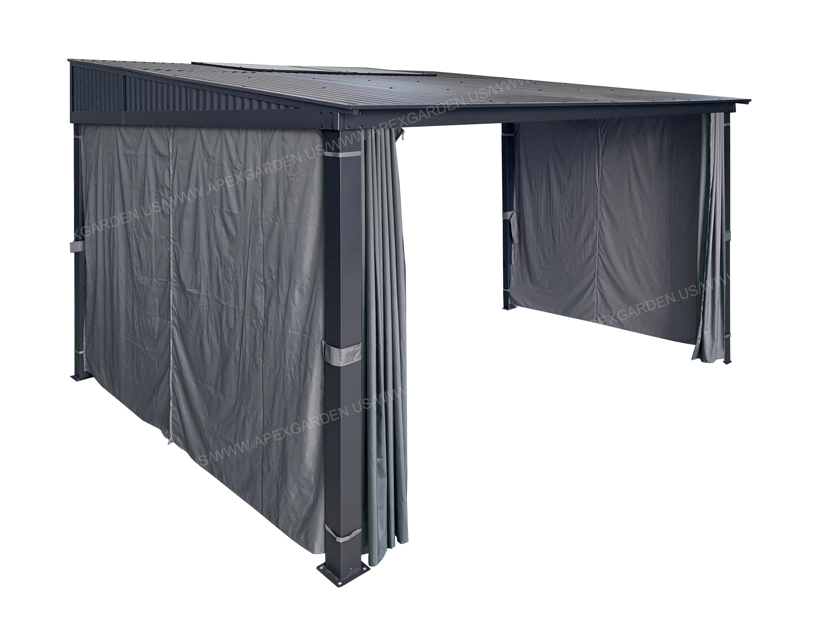 ​APEX GARDEN 10' x 12' THREE-Sided (3-Sided) Privacy Curtain Set for Wall-Mounted Sun Shelter (GRAY)