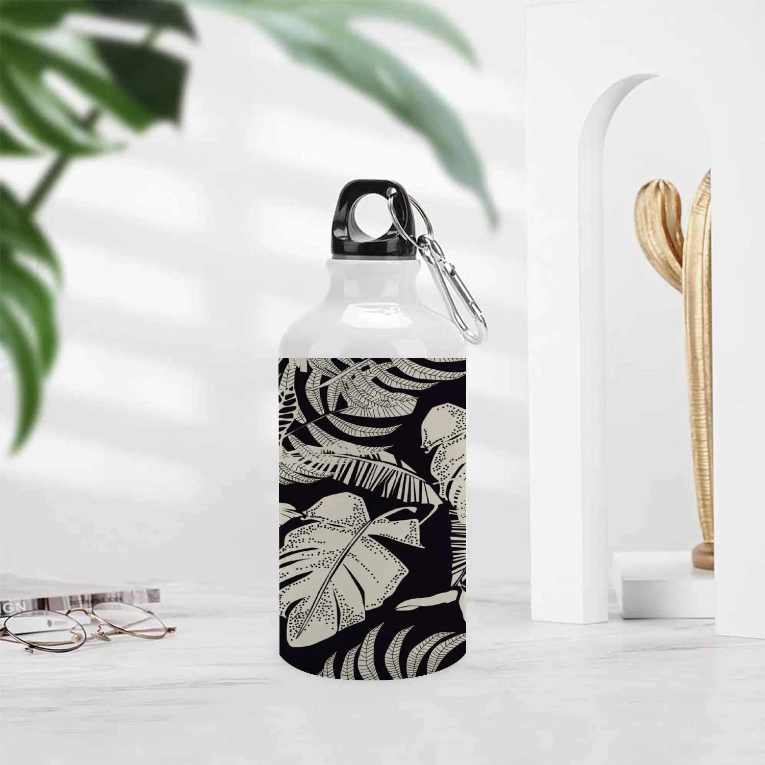 SKYSONIC 400ml Sport Aluminum Water Bottle,Leafs Animal,Sport Multipack Leak Proof Easy Carry Travel Bottle with Twist Cap for Gym Hiking Camping Running Bike Outdoor