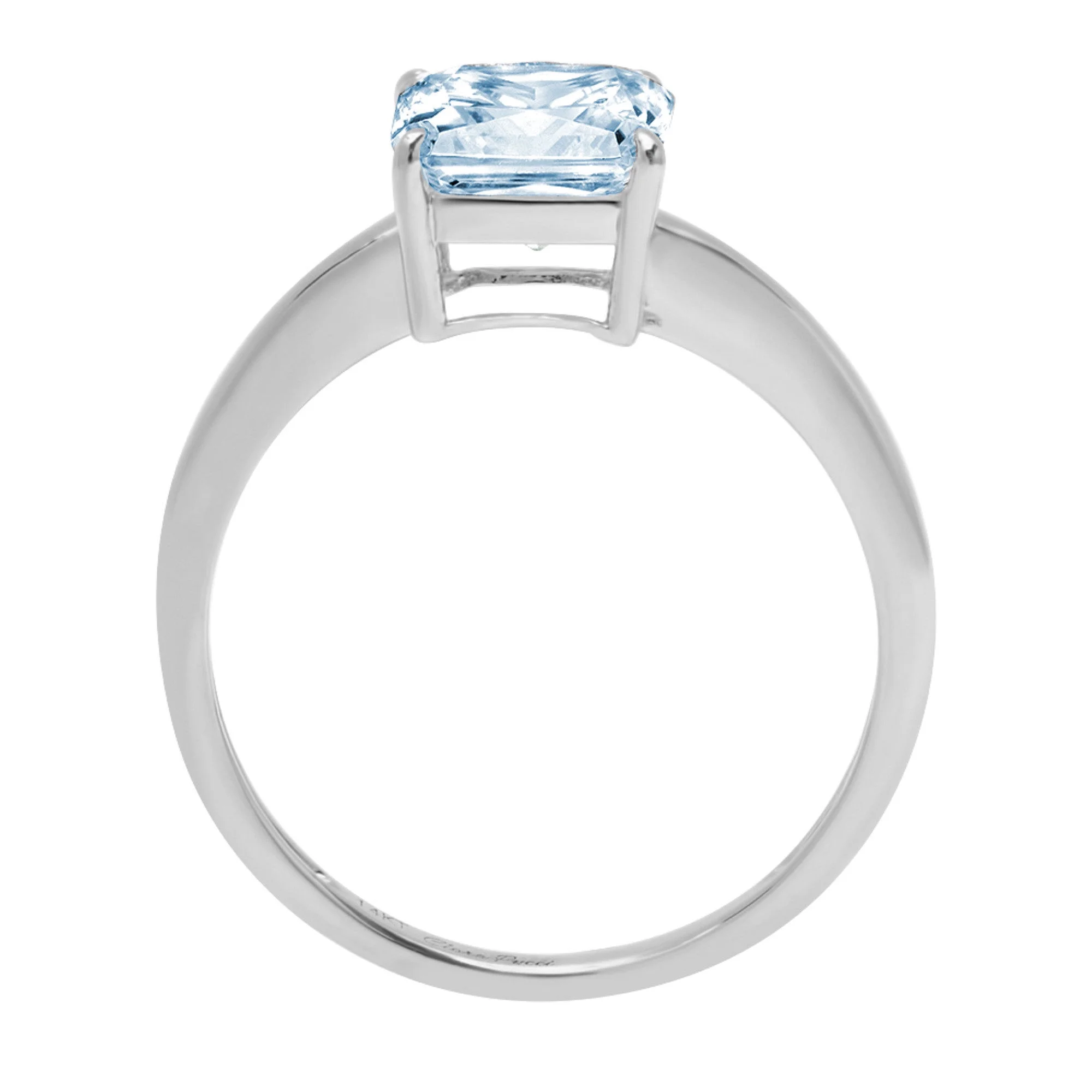 2.0ct Asscher Cut Blue Simulated Diamond 18k White Gold Engraving Statement Anniversary Engagement Wedding Solitaire Ring Size 3.5