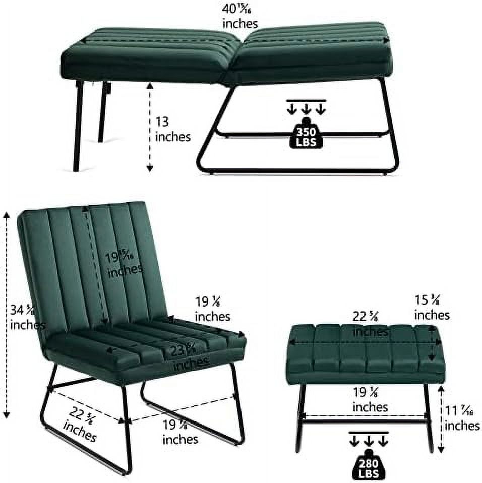 RUNFAYBIU Recliner Chair with Footrest Modern Accent Chair Upholstered Single Sofa Chair with Adjustable Backrest Comfy Leisure Chair Relaxing with Ottoman for Living Room Office