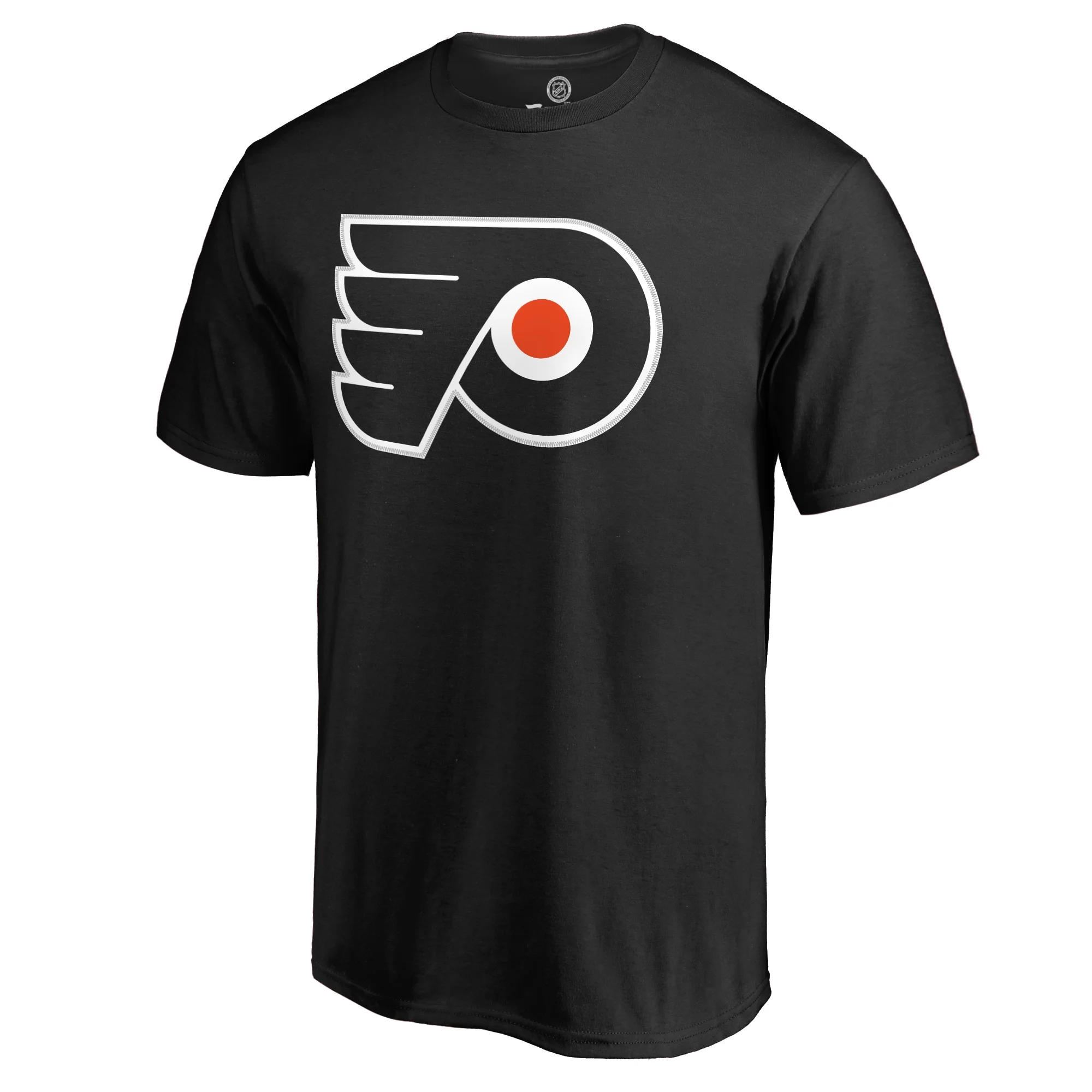 Men's Fanatics Branded Travis Konecny Black Philadelphia Flyers Team Logo Backer Name & Number T-Shirt