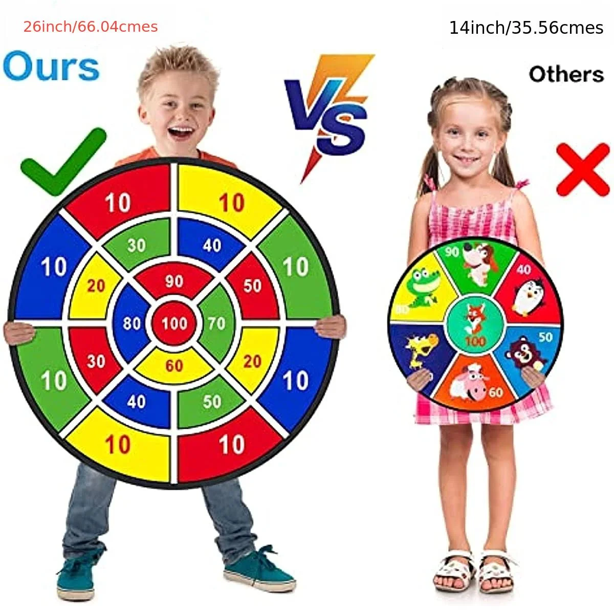 26 Inch Kids Dart Board With 12 Sticky Balls, Boys Toy, Indoor/Sport Outdoor Fun Party Game Toy For 3 4 5 6 7 8 9 10 11 12 Years Old Boys And Girls Birthday Gifts