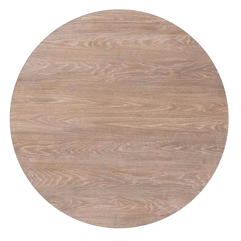 Bassett Mirror Laguna Round Wood Dining Table with Tapered Slat Base in Tan