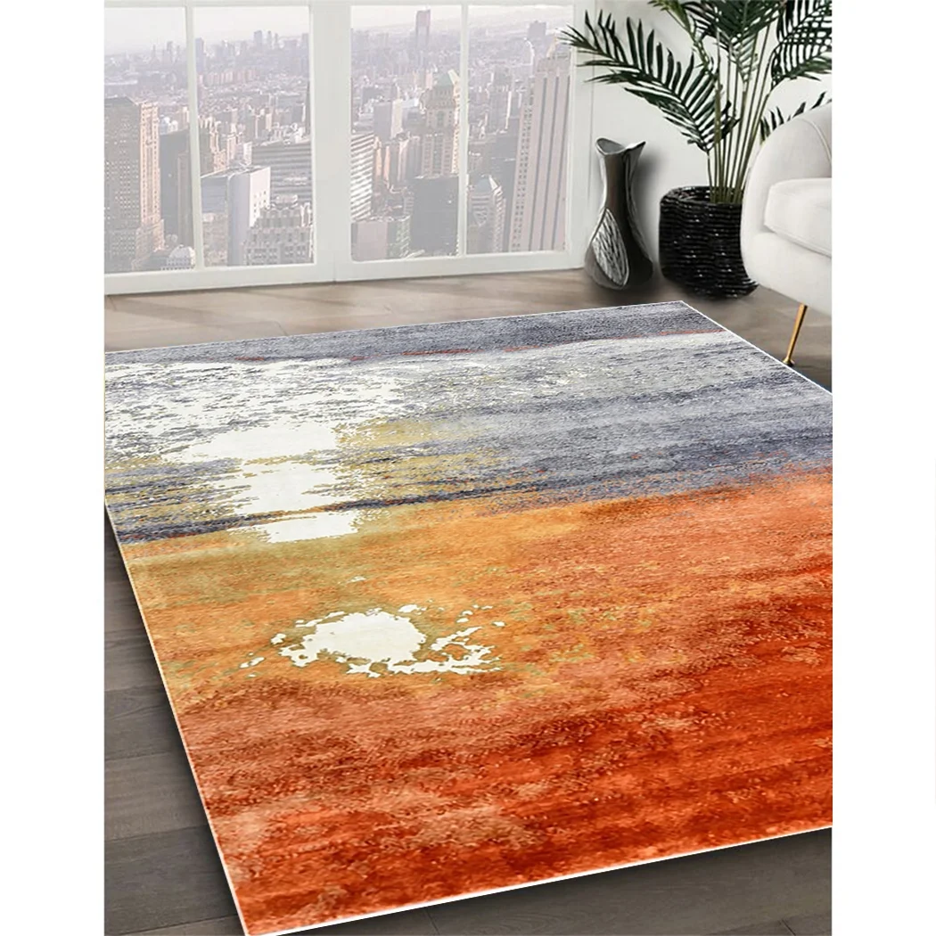 Ahgly Company Indoor Rectangle Mid-Century Modern Silver Pink Oriental Area Rugs, 2' x 3'