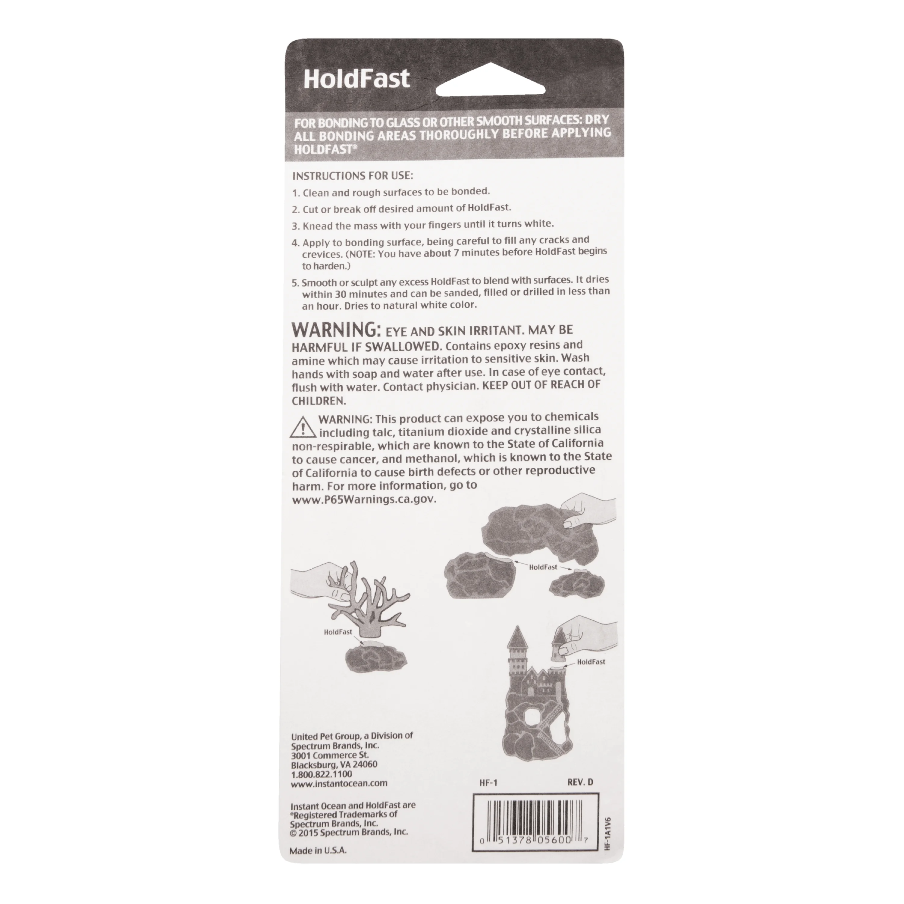 Instant Ocean Hold Fast Epoxy Stick for Fish & Reef Aquariums 4 oz, 113.40 gal