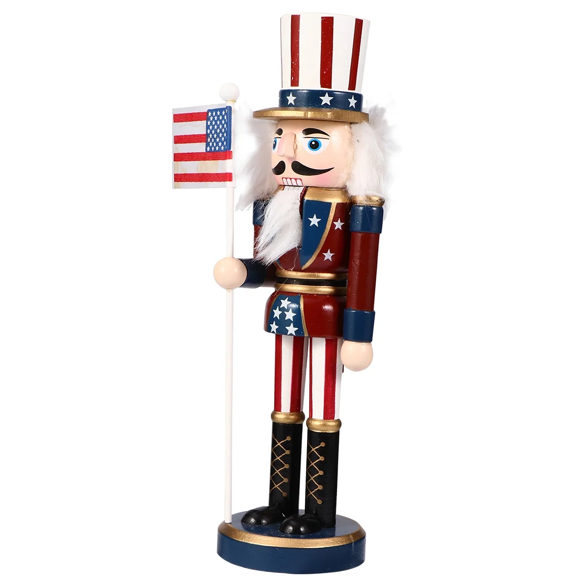 Frcolor Nutcracker Patriotic Wooden July Day American 4Th Soldier Decoration Doll Puppet Flag Statue Independence Figures Uncle