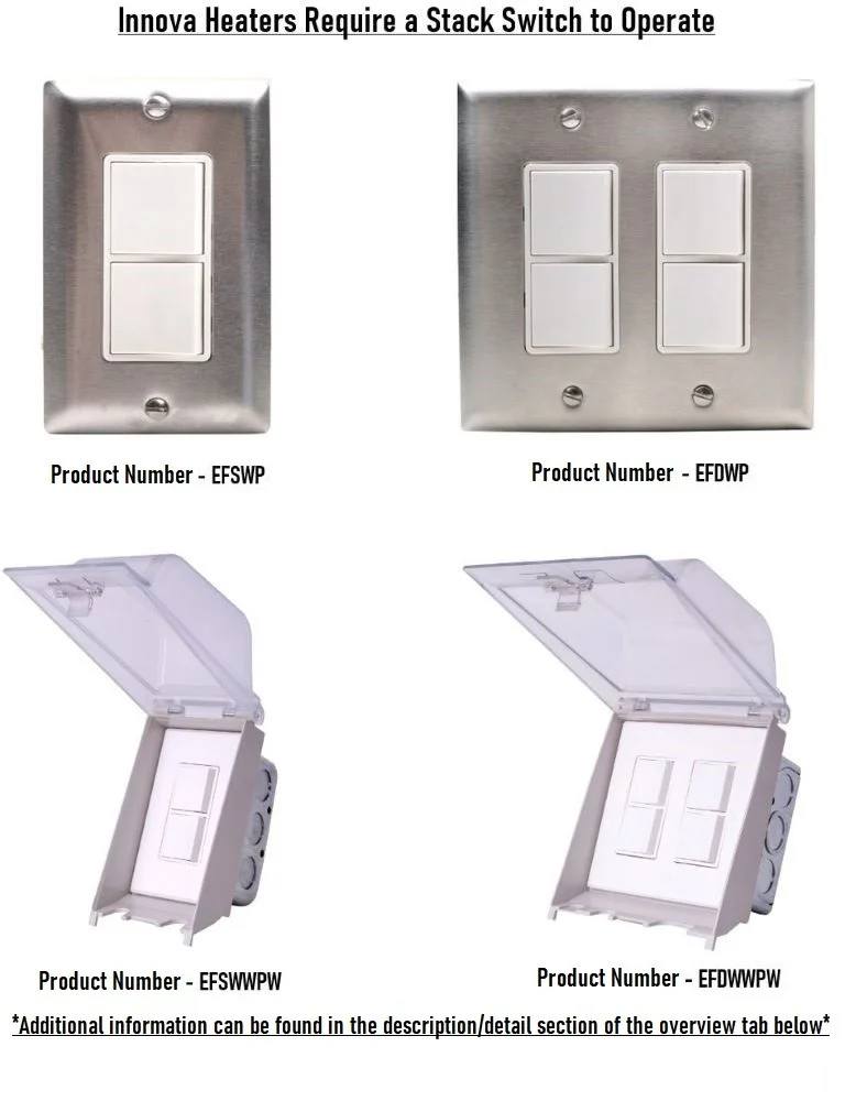 Innova-5000 Watt Electric Infrared Dual Element Heater-208 Voltage-Stainless Steel Finish-No Fascia Decorative Fascia-Outdoor Wall Mount Electric