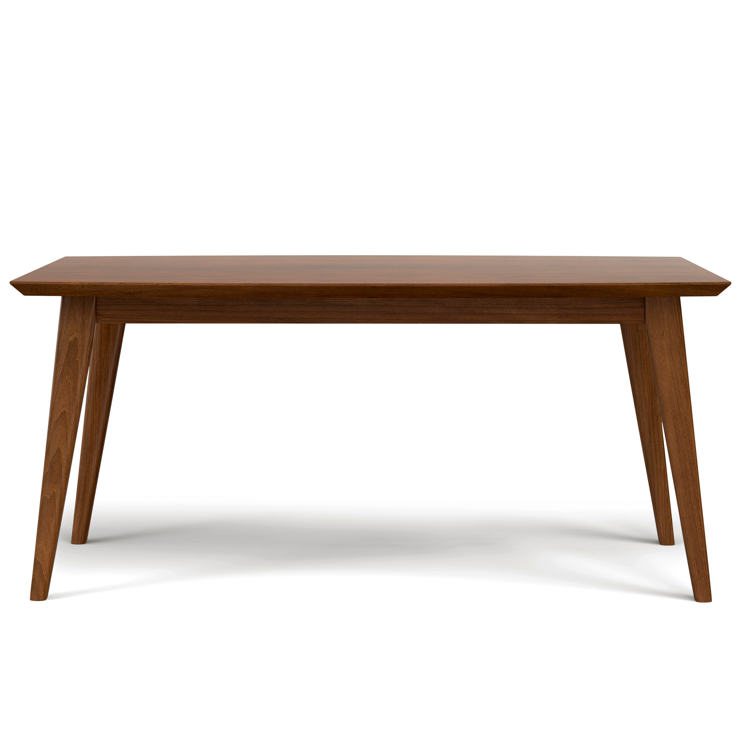Simpli Home Draper SOLID WOOD and Rubberwood 66 inch x 40 inch Rectangle Mid Century Modern Dining Table in WALNUT WOOD