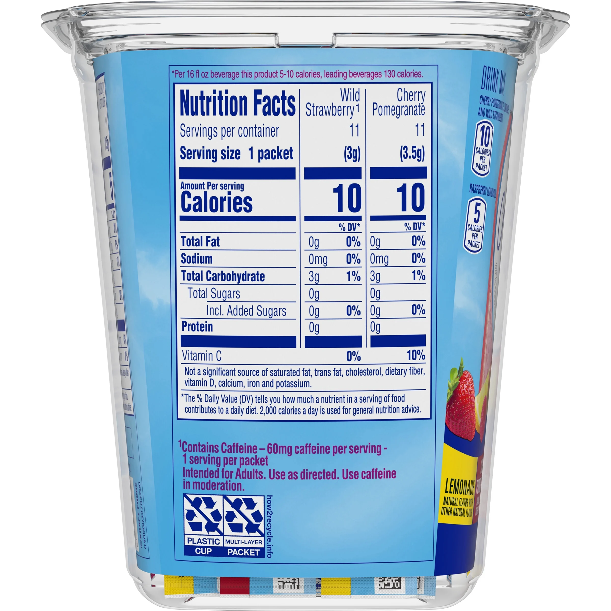 Crystal Light Lemonade, Cherry Pomengrate, Raspberry Lemonade & Wild Strawberry Powdered Drink Mix Variety Pack, 44 ct On-the-Go-Packets