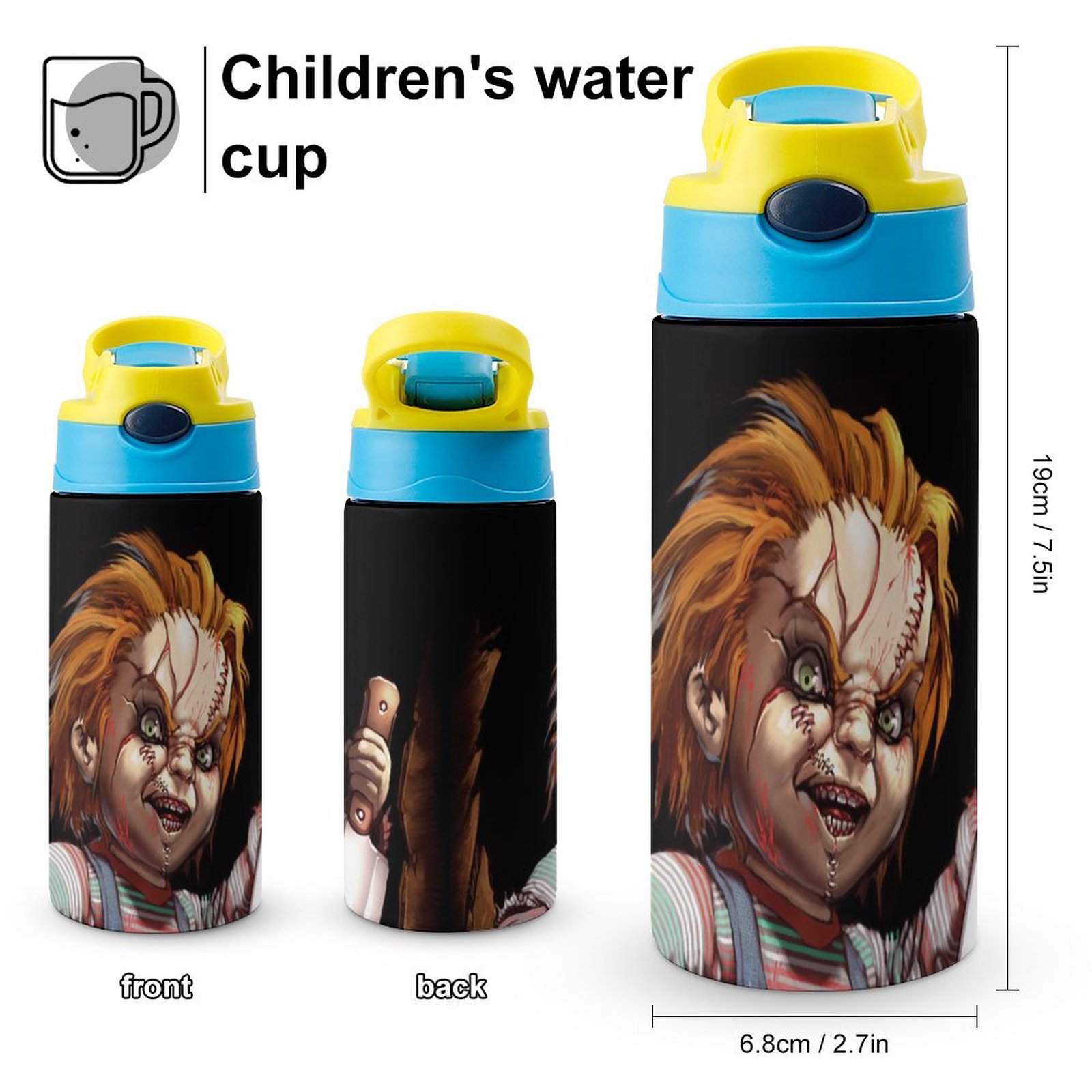 Seed Of Chucky Film Kid's Insulated Water Bottle With Straw Vacuum Stainless Steel Cup Leak-Proof Children Toddler Thermoses
