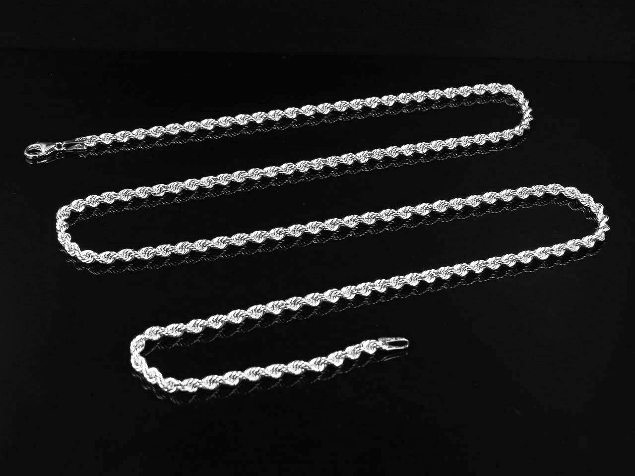 Men's Or Ladies 10K White Gold Hollow Rope Chain 2.5MM 18-28 Inches