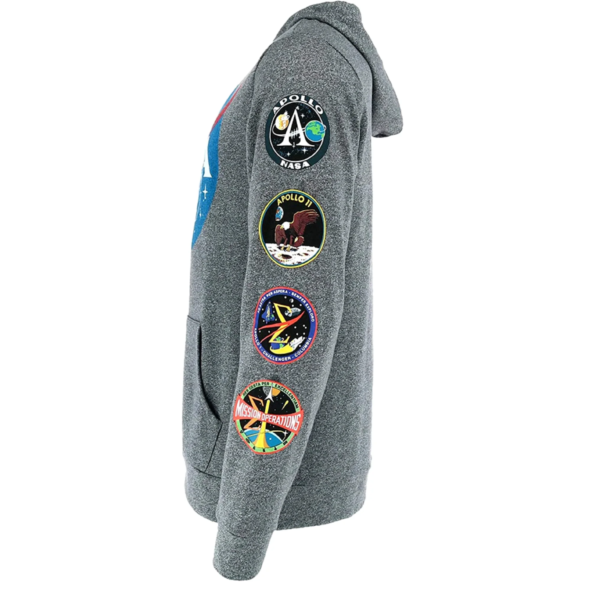 Buzz Aldrin NASA Logo Adult Hoodie, Grey