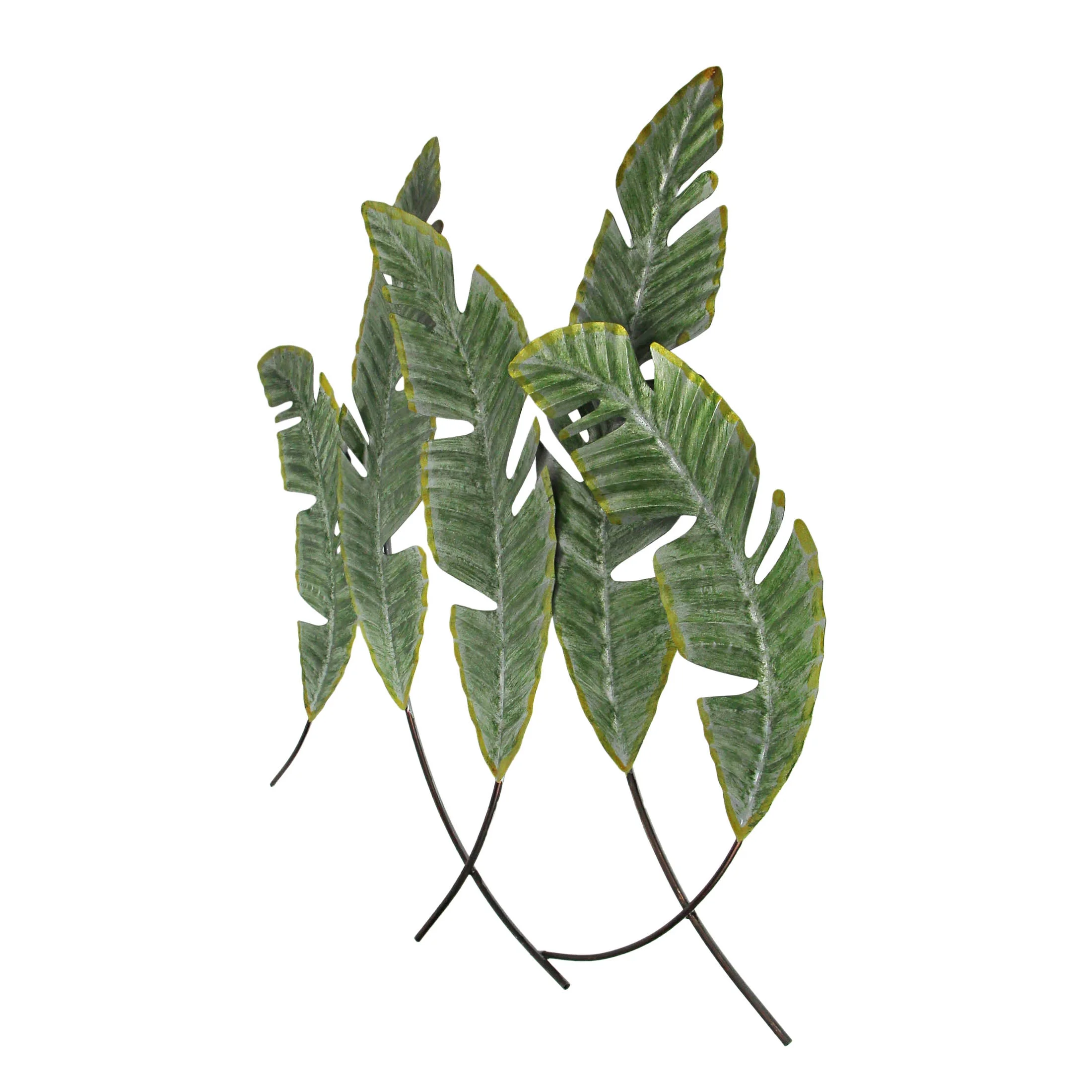Zeckos Metal Tropical Leaf Wall Hanging Plant Decor Art 27 inch