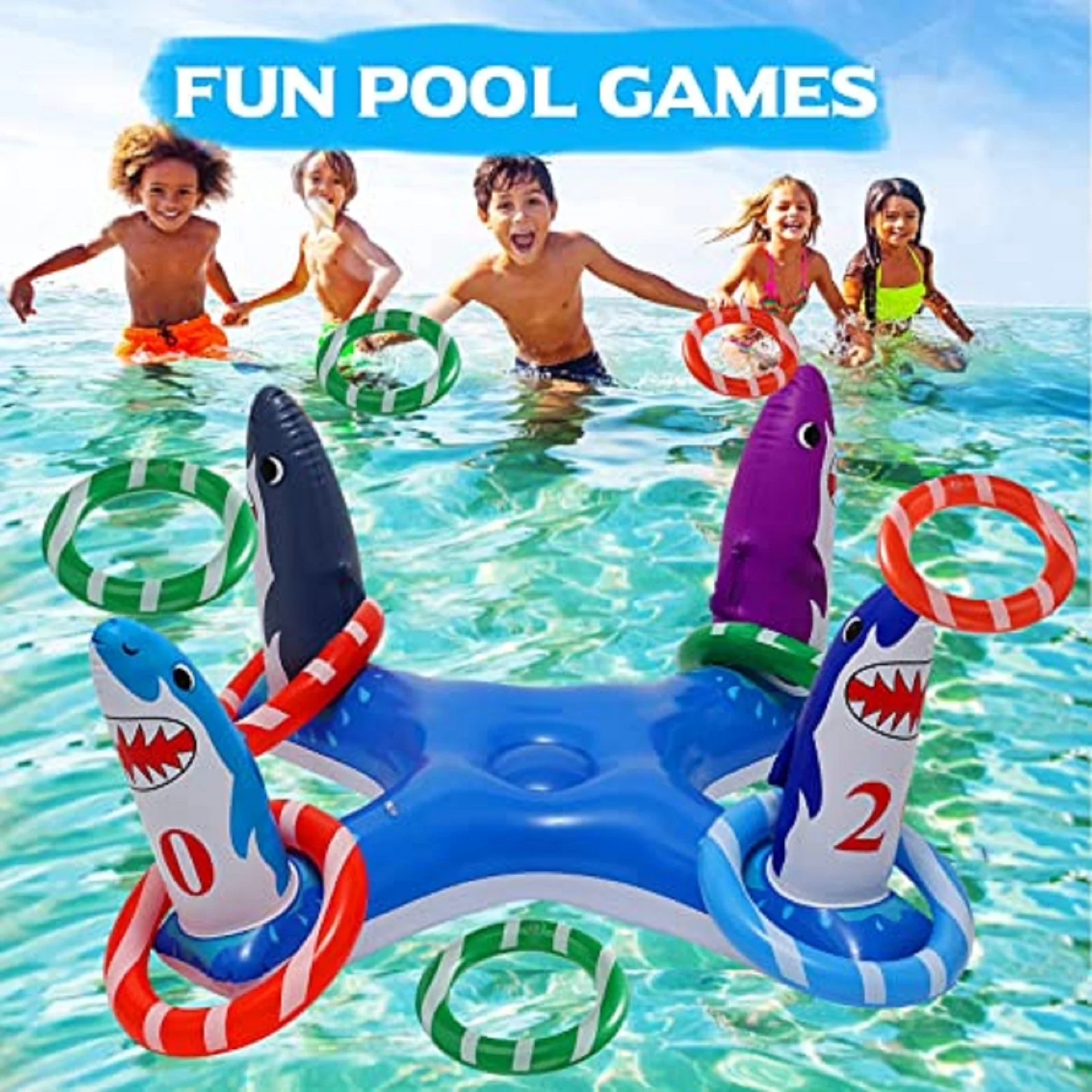 Jianshyue Inflatable Christmas Ring Cross Dolphin Ring Water Ring Game Summer Toy RingY2208254310