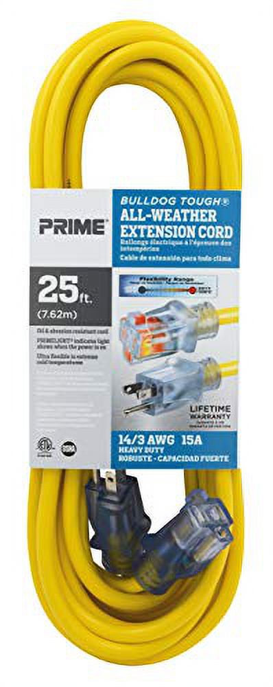 Prime Wire & Cable LT511725 25 ft. 14 by Gauge 3 SJTOW Bulldog Extension Cord