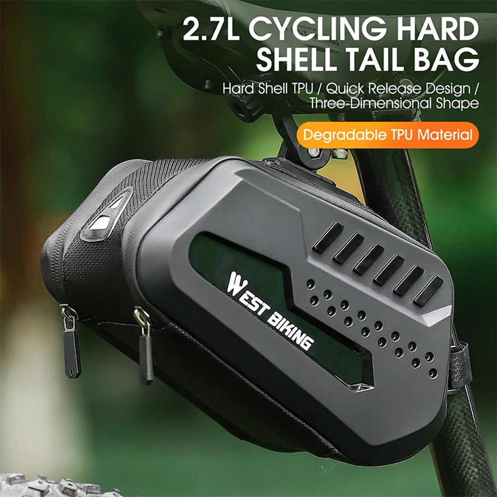 WEST BIKING Bike Saddle Tube Bag Waterproof Under Seats Bag Large Capacity Cycling Storage Bag Quick Release Accessories