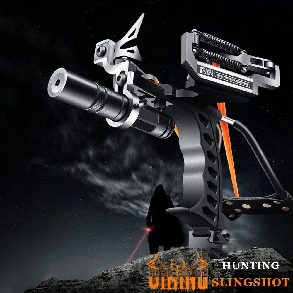 Zengest Stainless Steel Wristband Rocket Slingshot Professional Hunting Slingshot Heavy Launch with High-Speed Catapult with Laser Sight Adult Outdoor Slingshot Shooting Fish and Fish Shooting