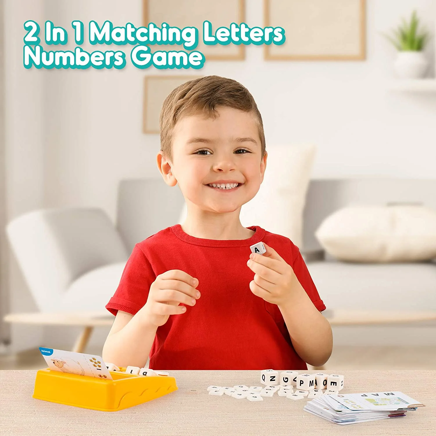 Matching Letter Game for Kids 3 -8 Year Olds, 2 in 1 Word Spelling & Reading Educational Toys Fun Alphabets Number Preschool Learning Toys for Boys Girls Birthday Gifts Ages 3 4 5 6 7 8