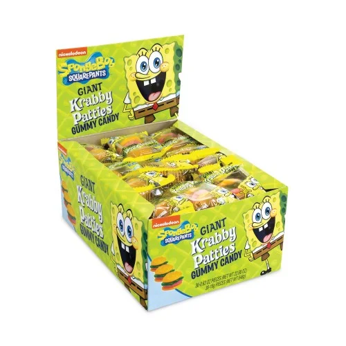 Nickelodeon SpongeBob Squarepants Giant Krabby Patties Gummy Candy, 0.63 oz Pack, 36/Box, (2500006)