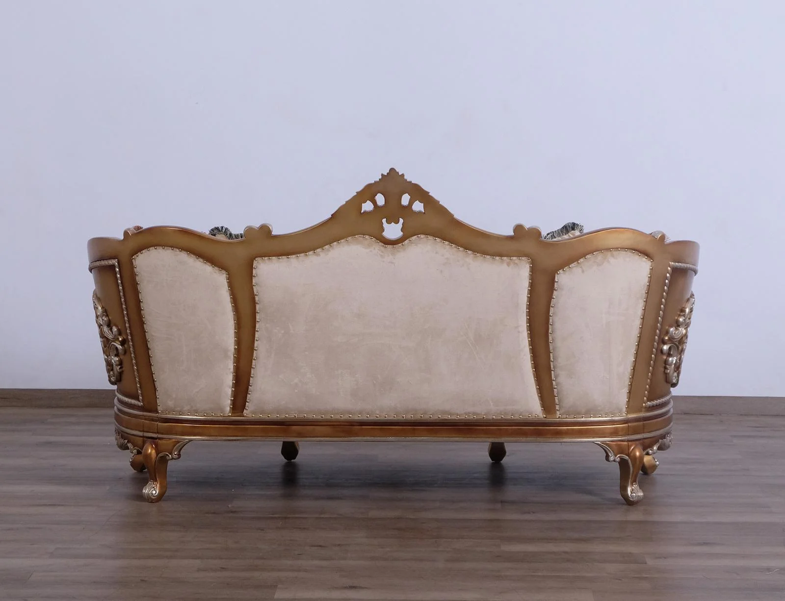 Luxury Black & Gold Wood Trim SAINT GERMAIN II Loveseat EUROPEAN FURNITURE