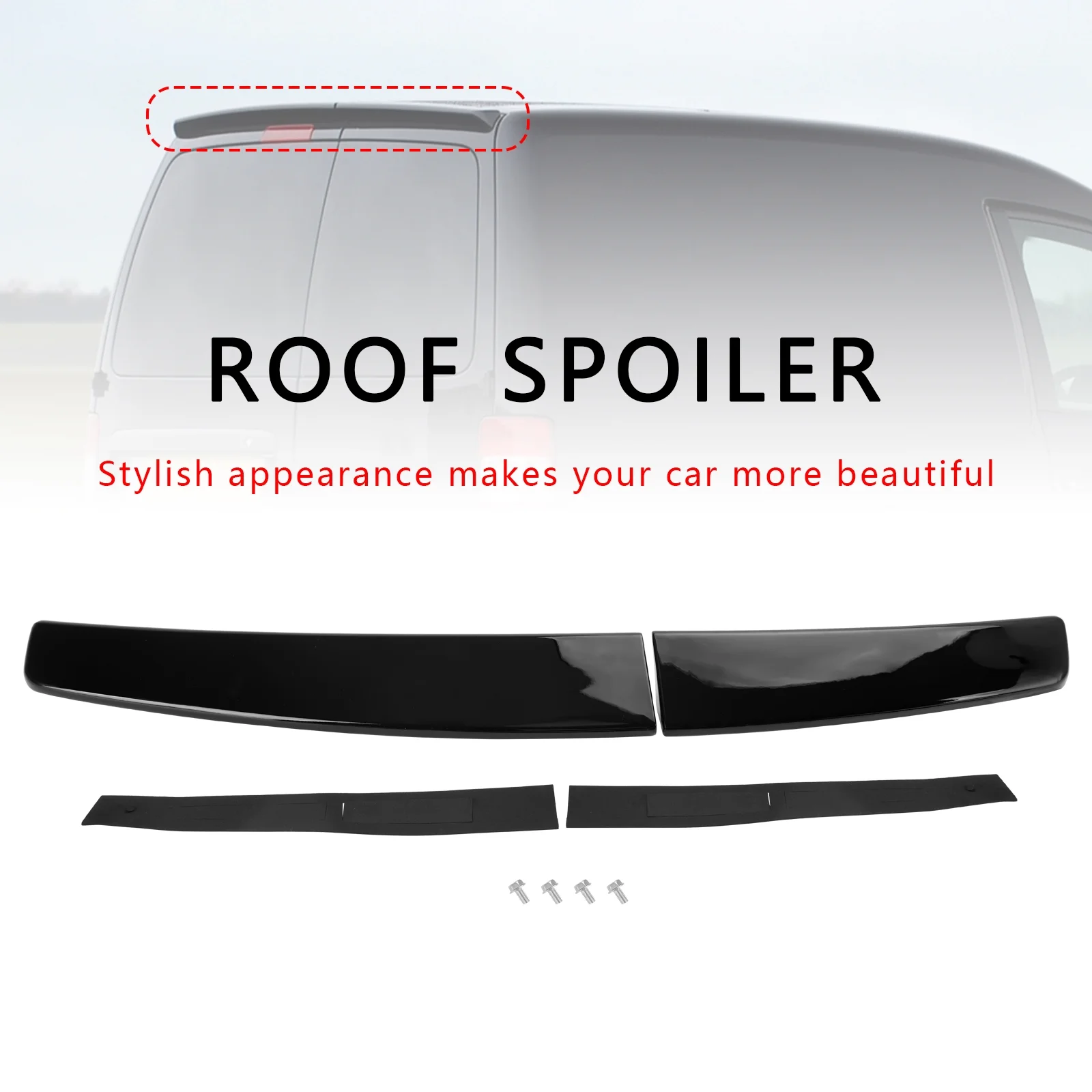 Gloss Black Rear Twin Barn Door Trunk Spoiler for VW Caddy Maxi 2005-2018