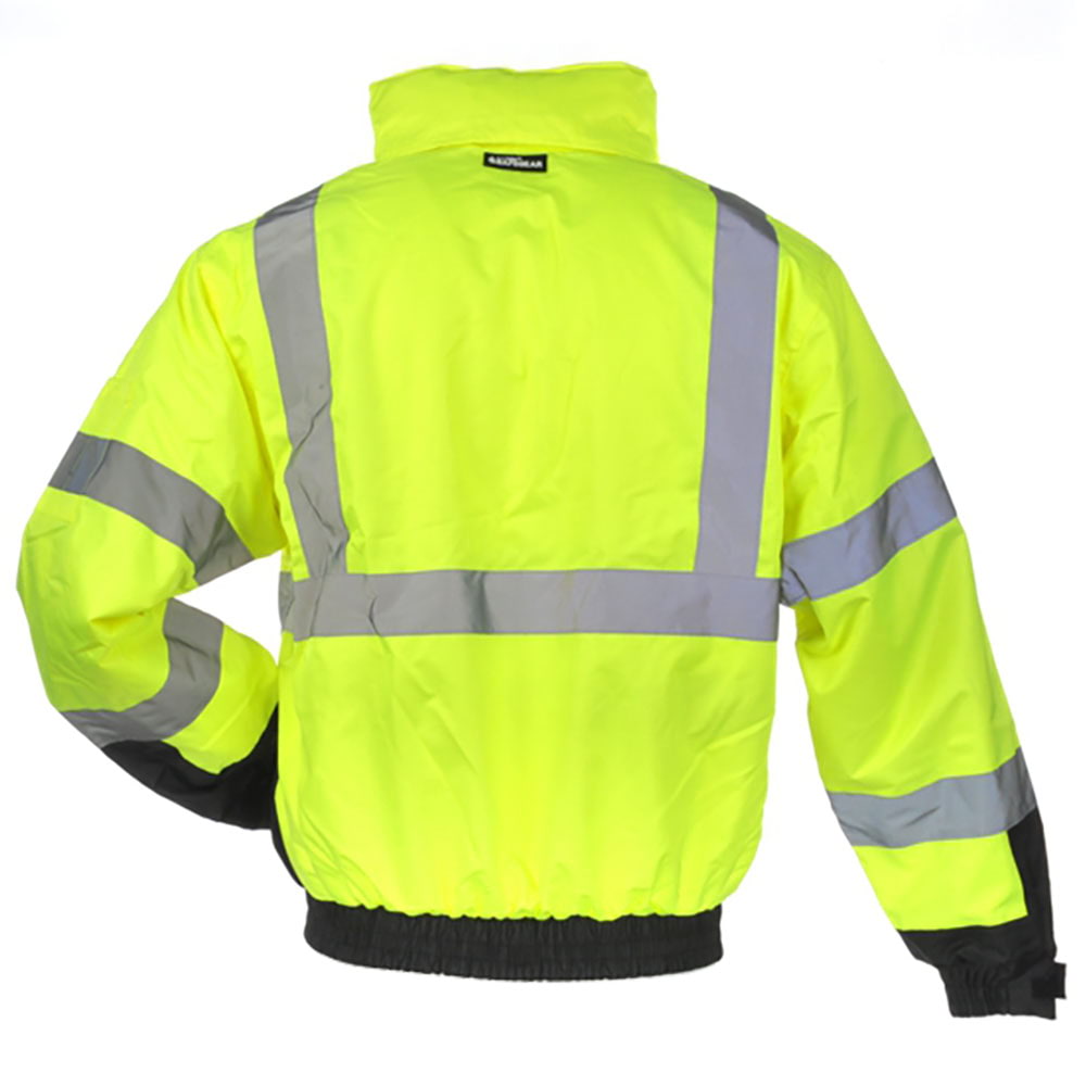 SAFEGEAR Type R Class 3 Rip-Stop 3-in-1 Removeable Fleece-Lined Bomber Jacket - XL - Lime Green/Yellow & Black, High Visibility Jackets for Men or Women - ANSI/ISEA Compliant - J. J. Keller
