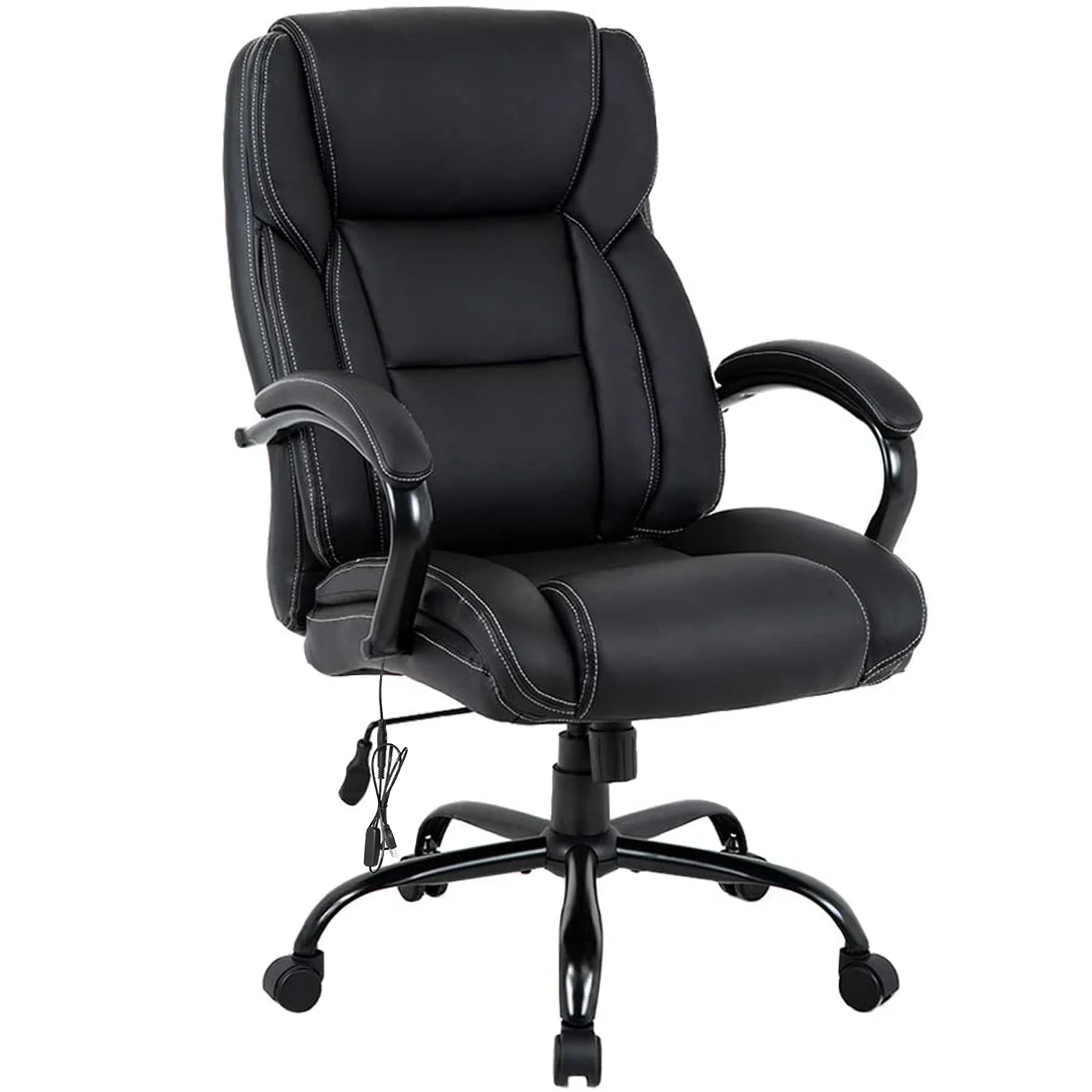 LCH Black Office Chair 500lbs High Back PU Leather Executive Chair with Massage for Adult