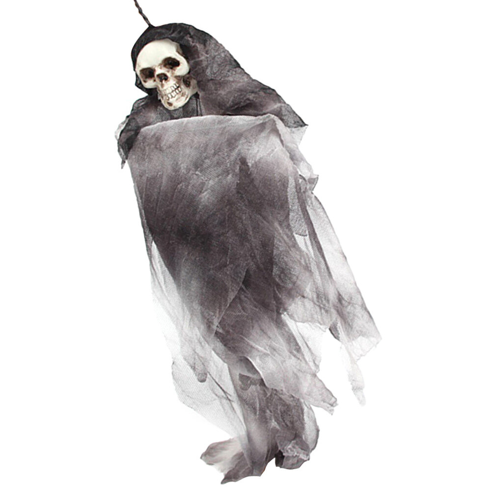 OUNONA Halloween Scary Skull Doll Haunted House Spooky Creepy Novelty Halloween Decoration Prop (Grey)
