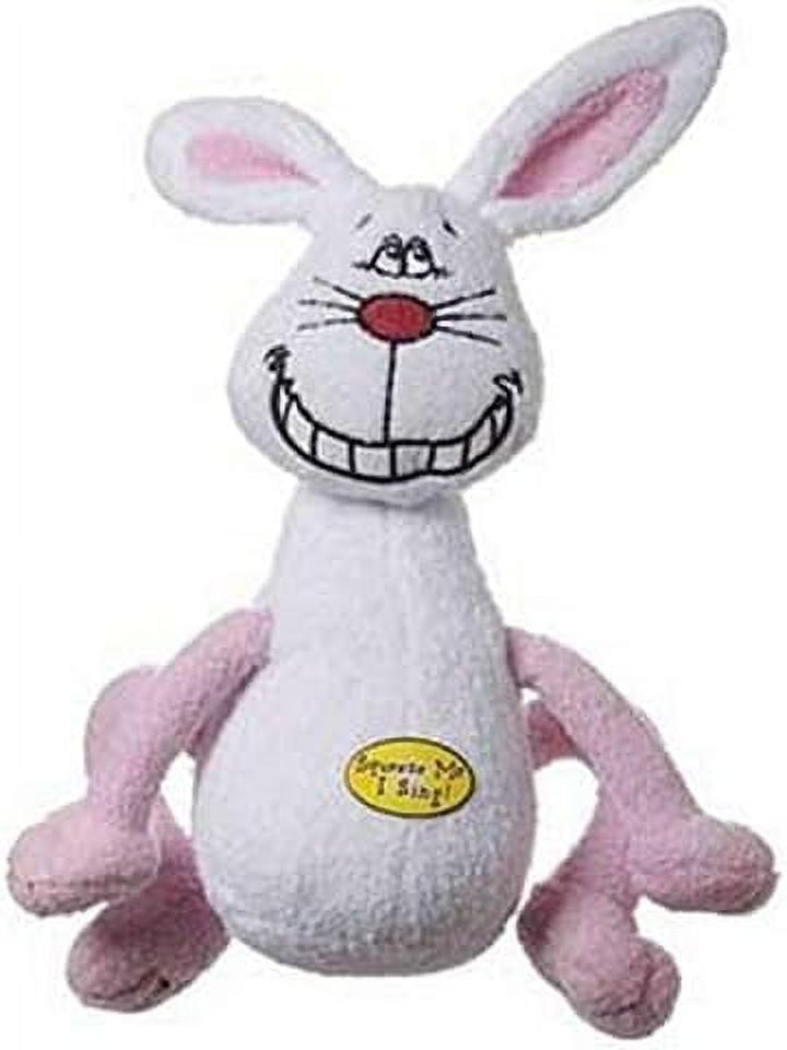 Deedle Singing White Rabbit Plush Dog Toy, 8-Inch
