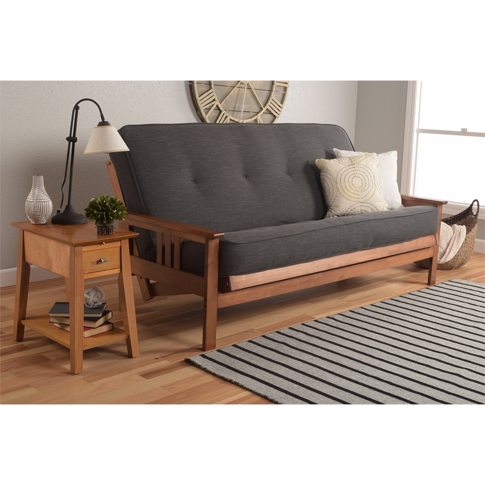 Kodiak Furniture Monterey Full Futon with Linen Fabric Mattress in Barbados/Gray