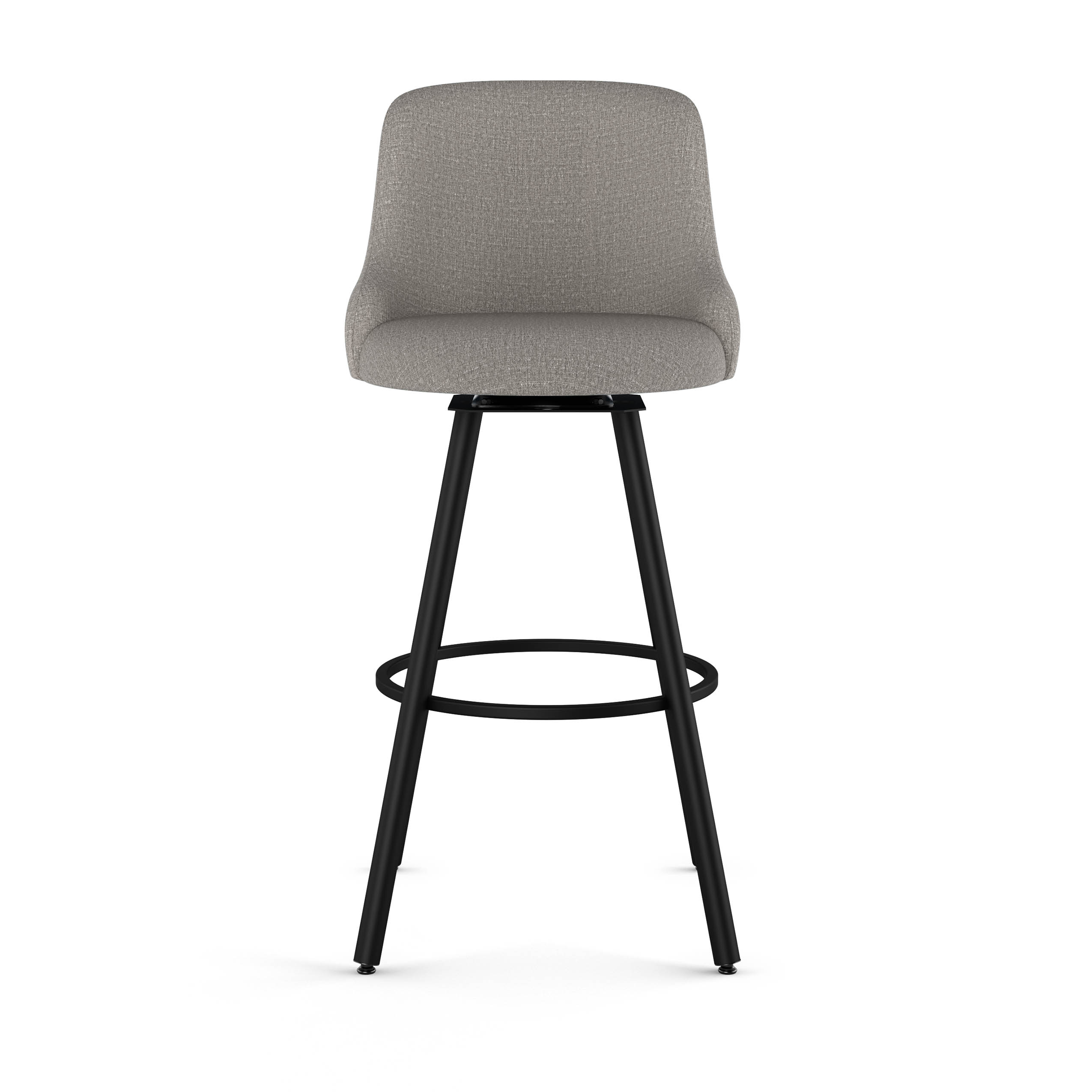 Amisco Kelsea 26 In. Swivel Counter Stool - Silver Grey Polyester / Black Metal