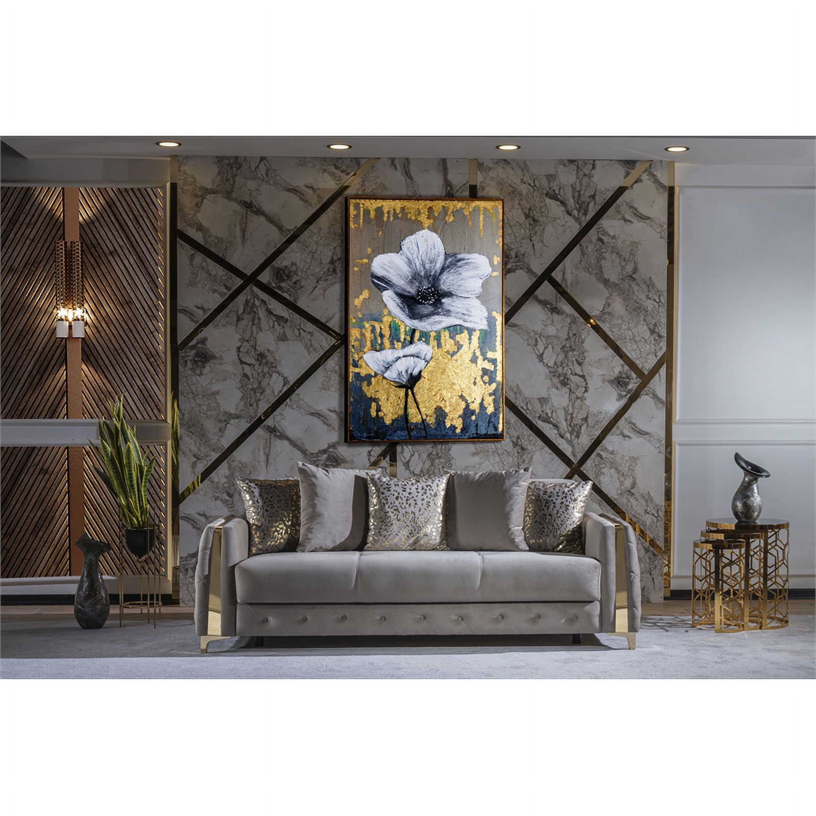 Pemberly Row Modern Sofa Made with Wood & Under-seat Storage in Taupe