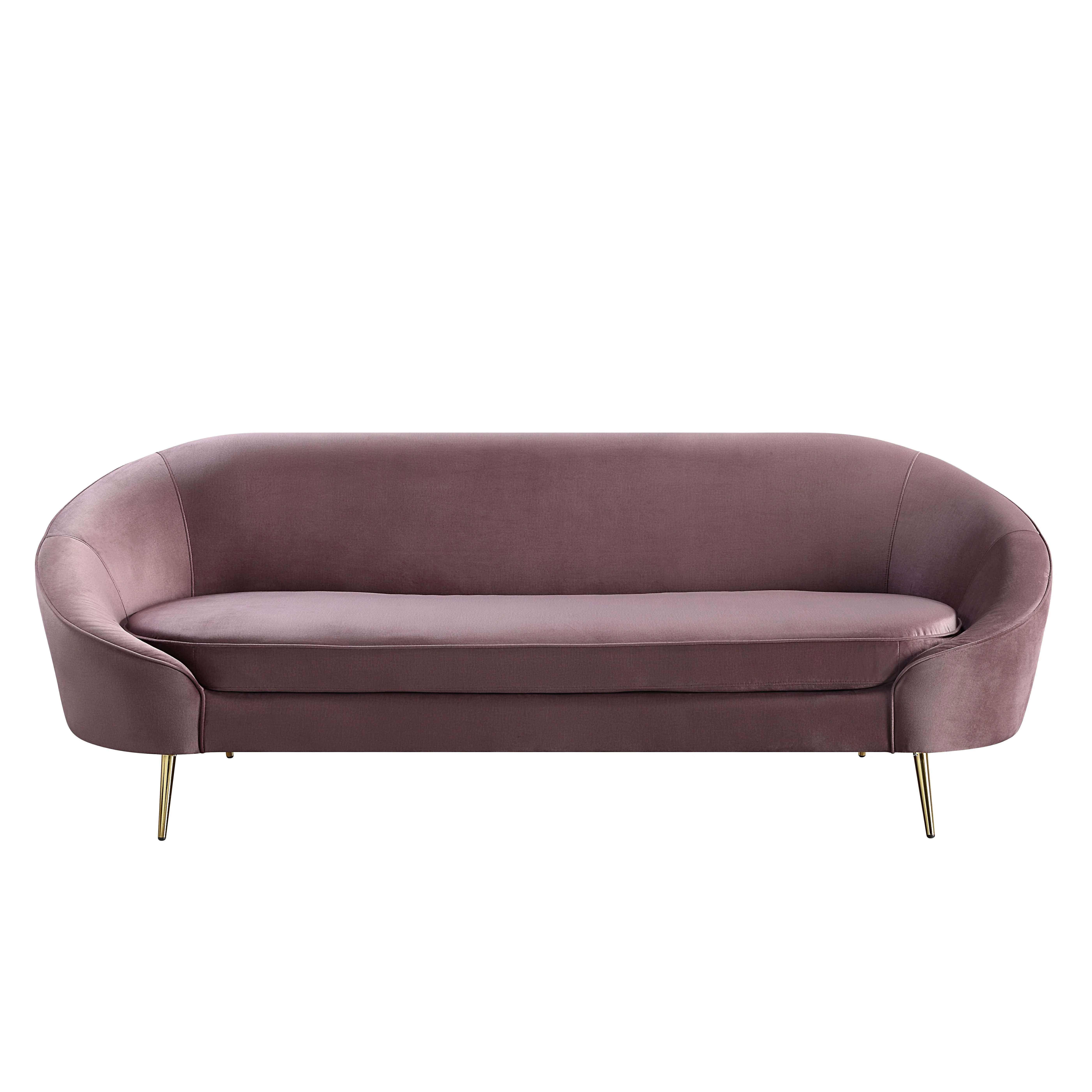 Contemporary Curved Design 3pc Sofa Living Room Furniture Pink Velvet Metal Legs