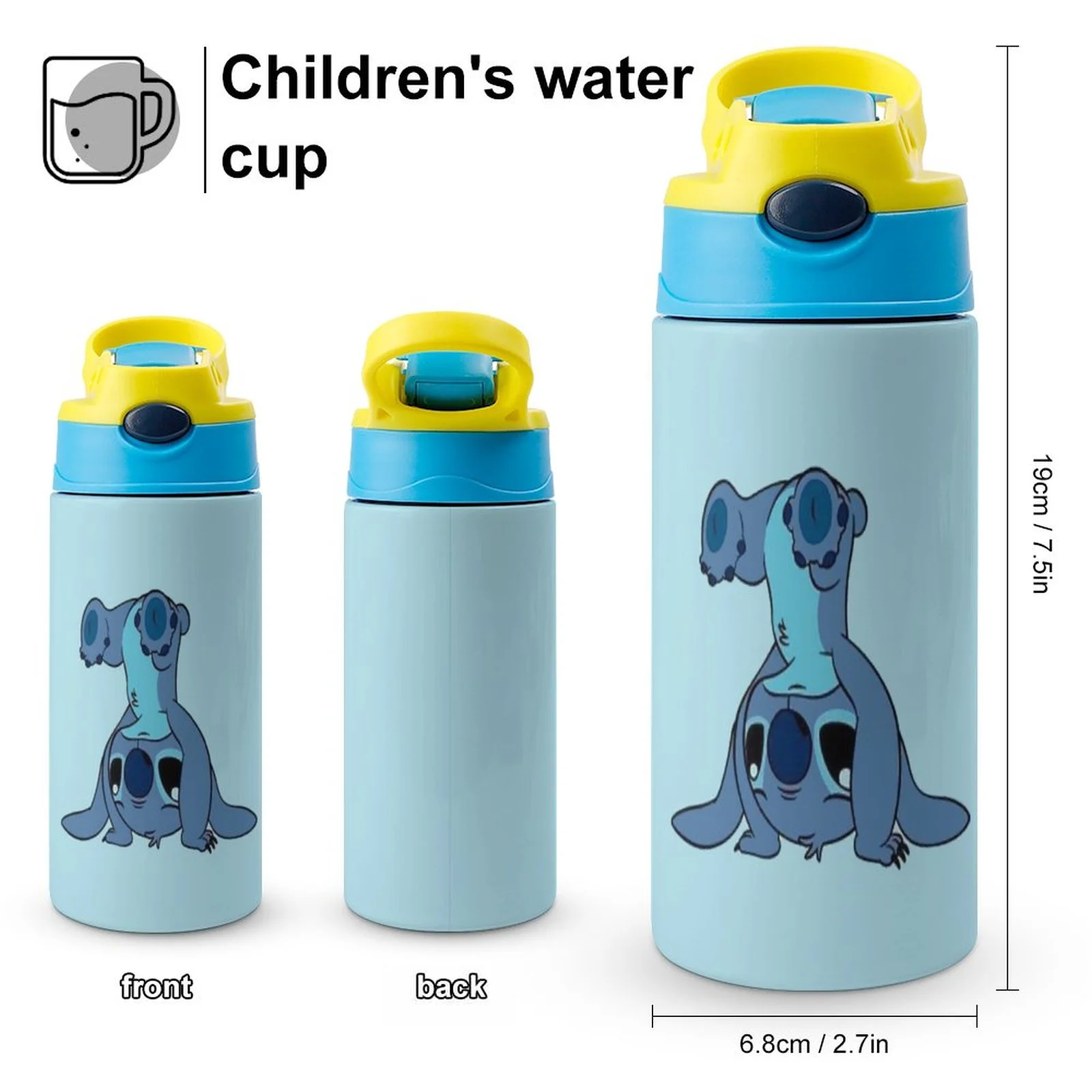 Stitch Children's Water Bottle Vacuum Insulated Stainless Steel Cup With Straw Toddler Thermoses